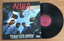 ICE CUBE SIGNED N.W.A STRAIGHT OUTTA COMPTON ALBUM VINYL RECORD BAS COA AUTO