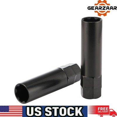 2pcs Black Socket Key Tool for 7 spline Lug Nuts | 19mm, 3/4'', 21mm, 13/16'' Hex