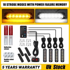 4in1 LED Car Truck Emergency Beacon Warning Hazard Flash Strobe Bar Amber White