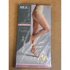Silk Impressions High Waisted Light Support Sheer Pantyhose Beige 2 Pair Sz Lg