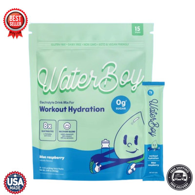 Waterboy Hydration Blue Raspberry Waterboy Weekend Recovery | 2,960mg Electrolyte Powder Packets (Blue ...