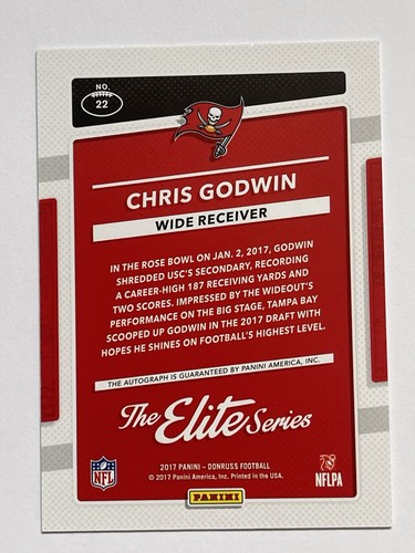 Chris Godwin 2017 Donruss Elite Series Rookie Auto /399 - Picture 2 of 2
