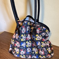 Disney Mickey Mouse Allover Print Large Shoulder Bag Purse, Black Multicolor