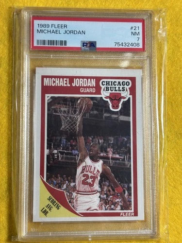 Michael Jordan 1989-90 Fleer Basketball Card  # 21  PSA 7 NM