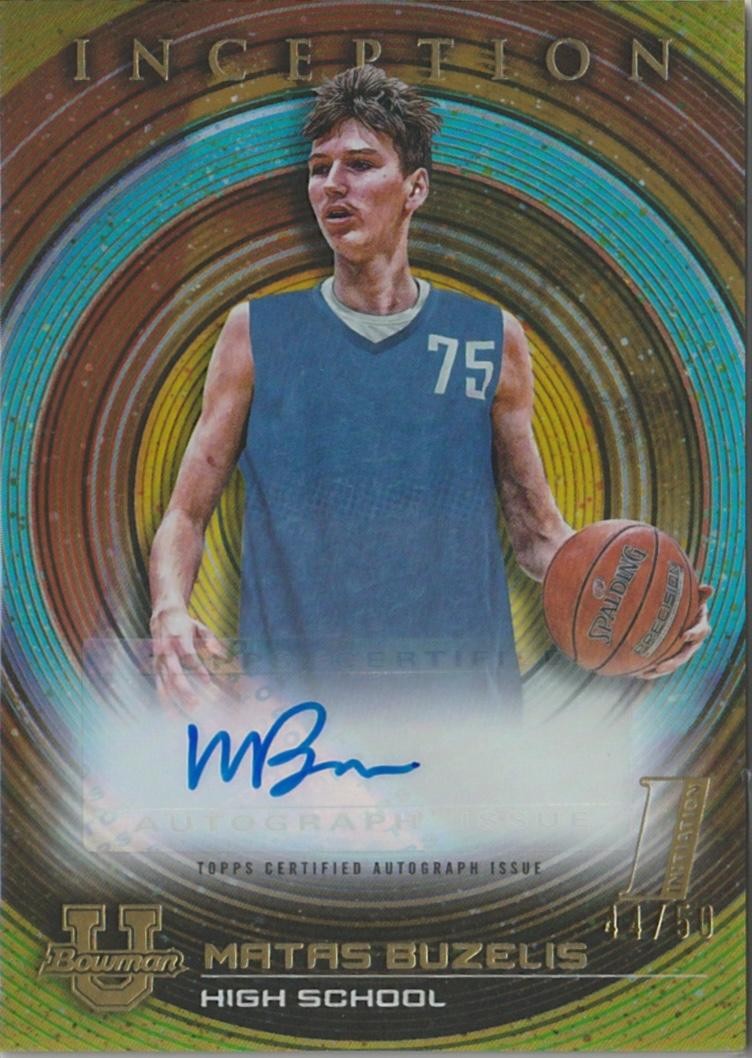 Matas Buzelis 2022-23 Bowman University Inception Gold Rookie Auto #BIA-MB #/50