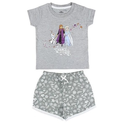 Disney Frozen 2 Mädchen Pyjama Anna Elsa Olaf Grau 100% Baumwolle  Gr. 92 - 116