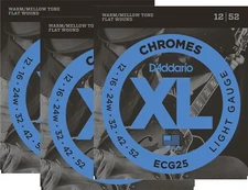 D'Addario Guitar Strings Electric 3 Sets ECG25 Chromes Light