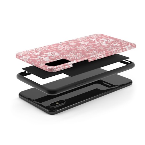 Pink Snowflakes Tough Phone Cases fits iPhone 7-16 and Samsung S21-S24 - Picture 84 of 108