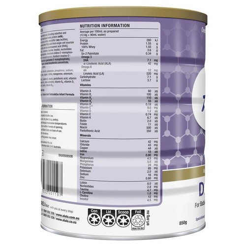 Alula Gold DelicateEze Premium Infant Formula 0-12 Months 850g - Picture 2 of 4
