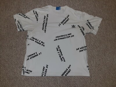 Adidas La Marque White Black All Over Shirt XL RARE Retro 