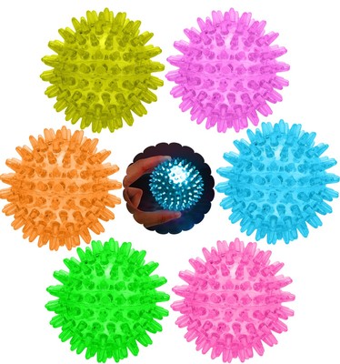 7cm Rubber Flashing Spikey Ball, Kids Light Up Balls, Spiky