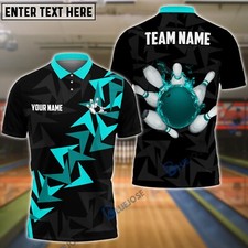 Bowling And Pins Premium Orange Customized Name 3D Shirt 4 color