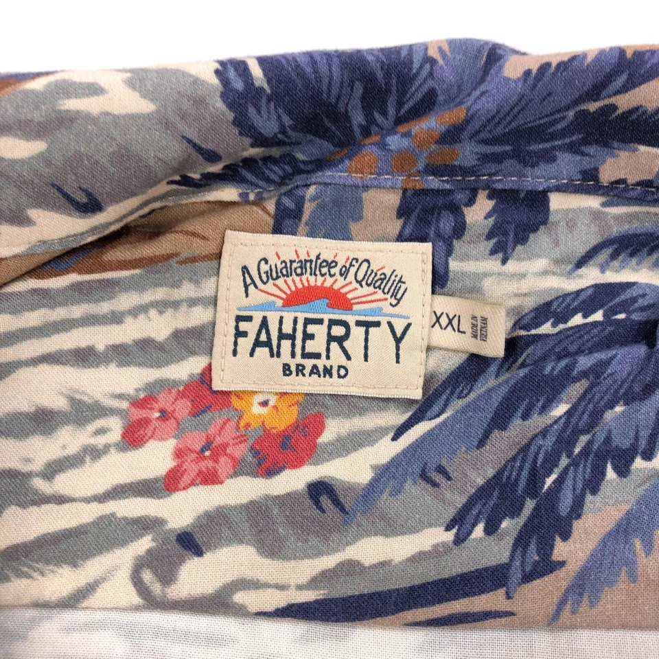 Faherty Loop Collar Camp Shirt Mens 2XL Hawaiian XXL - Image 4 of 4