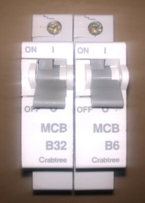 Crabtree Starbreaker grau 61/B Bereich B Typ 6A 32A SP MCB Leitungsschutzschalter