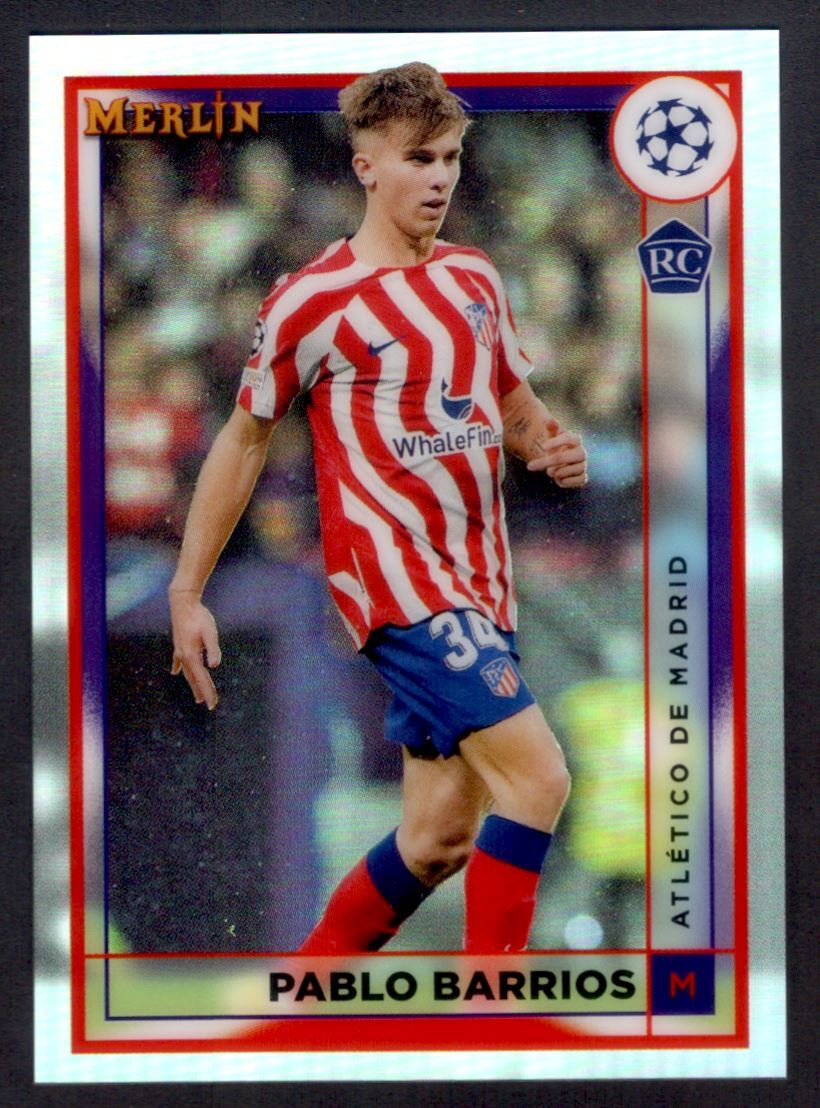2022 -23 Topps Merlin Refractor Pablo Barrios RC Rookie Atletico Madrid #27