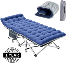 H&ZT Folding Camping Cot Adults Bed Heavy Duty Sleeping Cot W/Mat &Carry Bag
