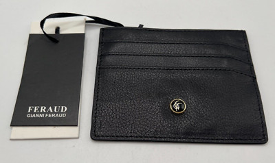 Gianni Feraud BLACK Pebble Leather Card Holder