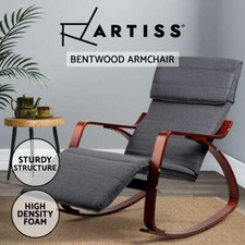 Artiss Rocking Armchair Footrest Nursing Chair Lounge Recliner Fabric Charcoal