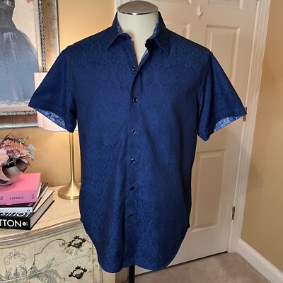 NWOT Mens Robert Graham Highland Navy Classic Fit Short Shirt Size