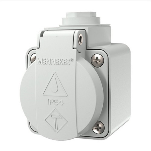 Mennekes 10081 Wall mounted receptacle SCHUKO [IP44 16A 2P+E 230V] grey genuine - Bild 1 von 3