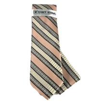 Stacy Adams Men's Tie Hanky Melon Black Gray Bone 2 Piece Microfiber Striped