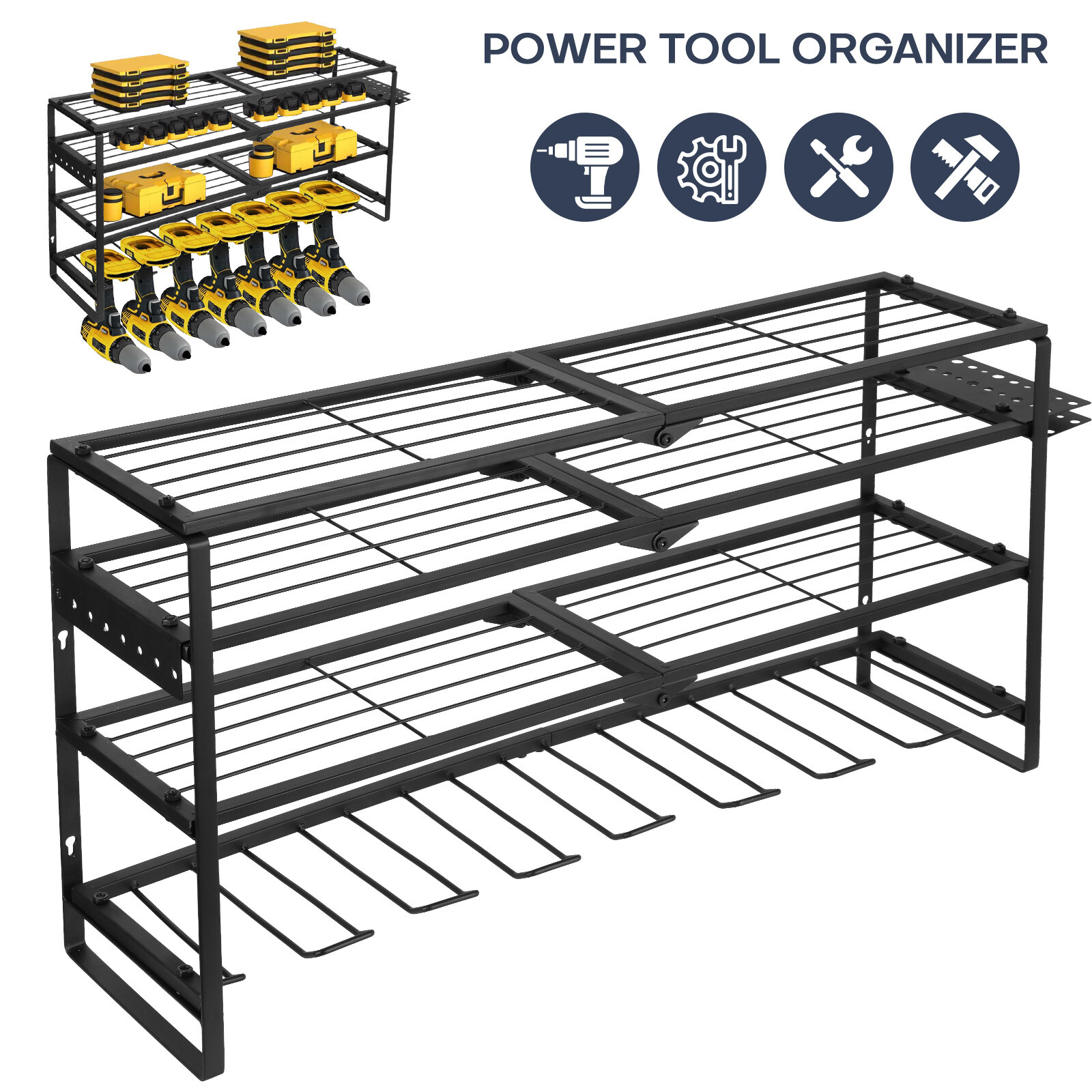4 Layer Cordless Power Tool Organizer Wall Mount Holder Stor