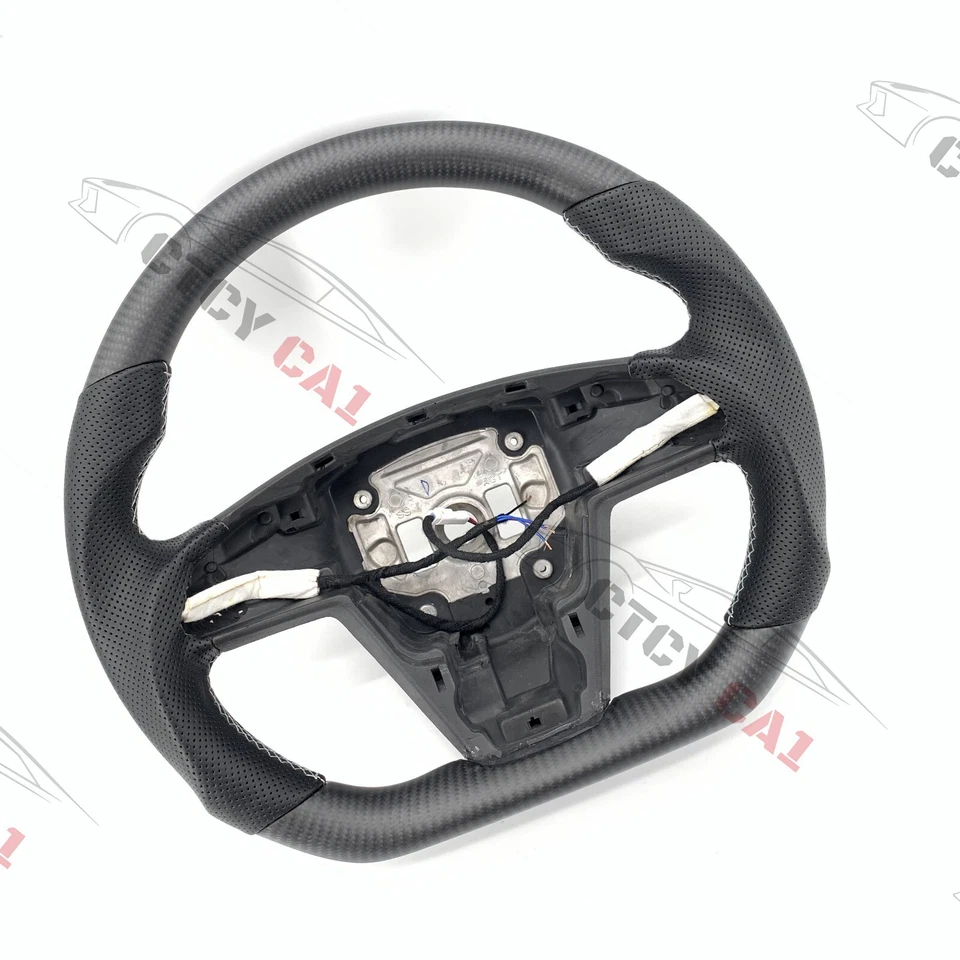 Volante de fibra de carbono mate personalizado para Tesla Model S X 2021-2024 Foto 2 de 4