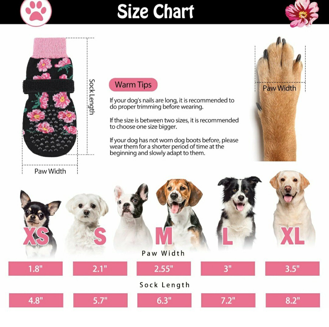 DOG SOXX Sサイズ Non Slip Dog Socks for Medium Dogs, Grip Dog Paw Protector Prevent