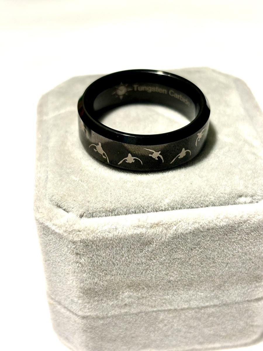 Men's Black Tungsten Carbide Duck Hunting Wedding Band Sz 11