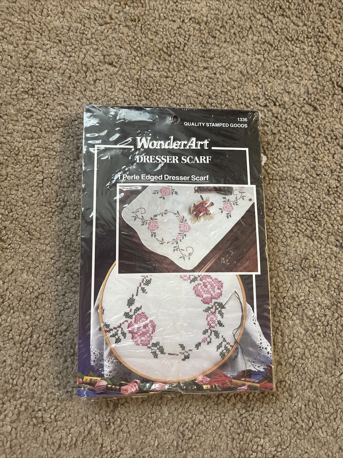 Cross Stitch Dresser Scarf New Wonder Arts Stamped Rose Circle 15x42