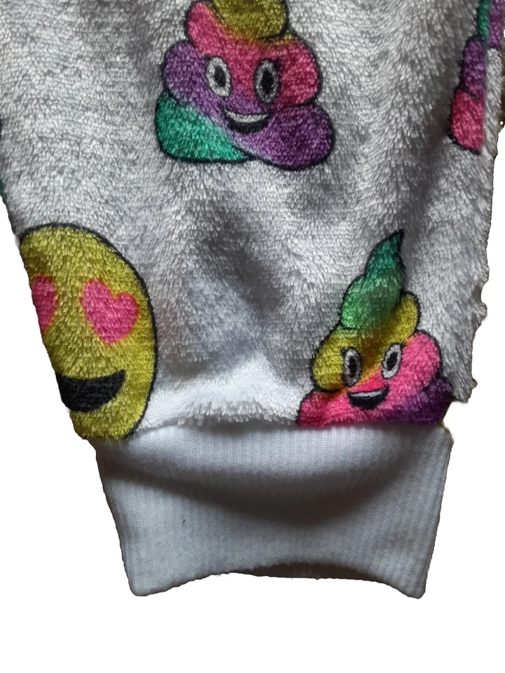 Justice Emoji Poop Onepiece детский размер 8 с карманом плюшевый капюшон на молнии МЯГКИЙ яркий - Изображение 2 из 4