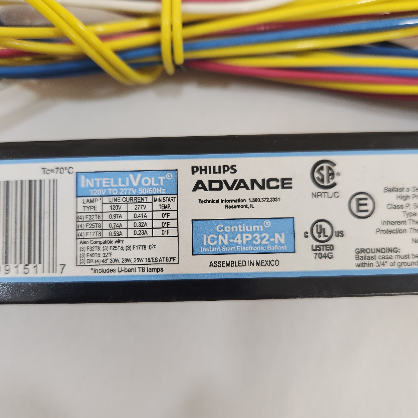 Advance Philips ICN4P32N Instant Start Electronic Ballast 120v 277v