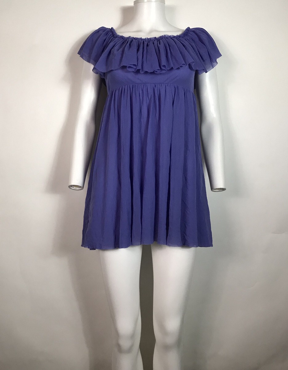 jean paul gaultier purple dress Jean Paul Gaultier Purple Long Sleeve Ruched Waist Tulle Dress