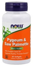 NOW Foods Pygeum & Saw Palmetto 60gels Pumpkin Seed Oil 1500mg Kosher Non GMO