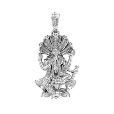 Sterling Silver (92.5% purity) God Vishnu/Vishnu Laxmi Pendant for Men & Women
