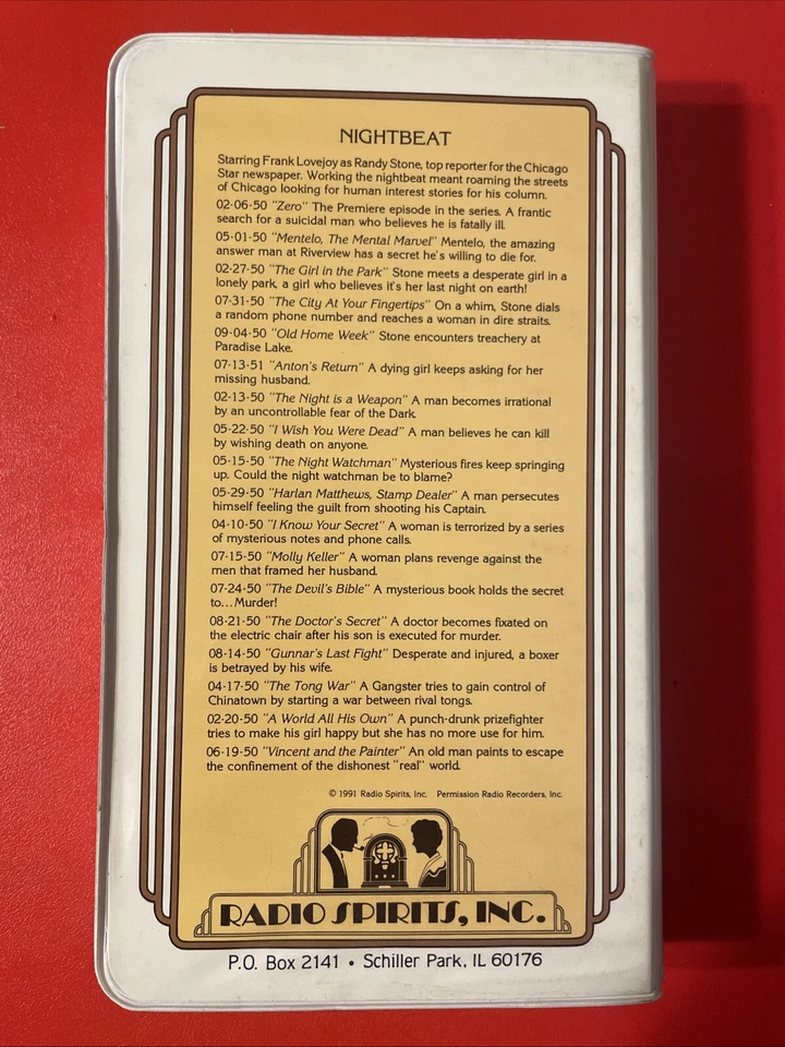 Night Beat / Frank Lovejoy Radio Programs 6 X Tape Cassette Box Clamshell 1991 Foto 2 de 3