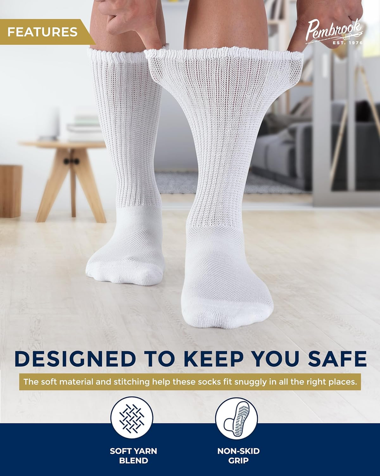 6 Pairs Diabetic Socks with Grippers for Men & Women 12 Colors