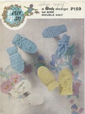 Peter Pan Knitting Pattern P159 Vintage Shop Copy Baby's Mitts - 4 style Mittens