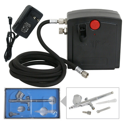 #ad Airbrush Kit Mini Air Compressor Gravity Feed Dual Action Spray Brush amp; Hose $36.58