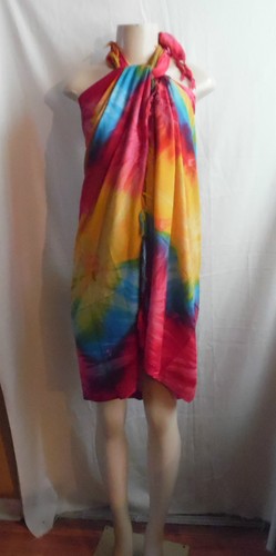 RED,GOLD,BLUE TIE DYE BEACH WRAP COVER UP SARONG ONE SIZE #25 - Picture 2 of 6