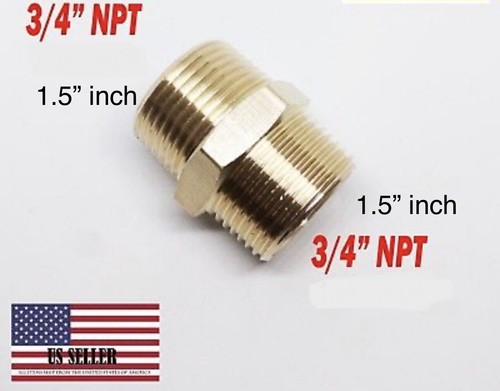 1 X Brass Pipe Hex Nipple 3/4" Male NPT X 3/4" Male NPT Fitting Fuel,Oil,Gas....
