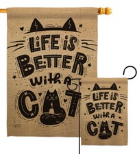 Better With a Cat Garden Flag Animals Small Decorative Gift Yard House Banner
