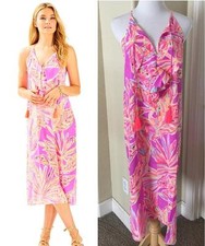 NEW 228 Lilly Pulitzer Lachelle Silk Midi Dress Amethyst Sunseekers S Small