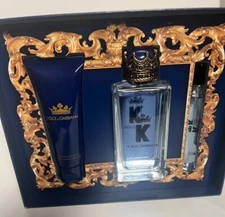 NEW Dolce & Gabbana K (King) 3pc 3.4oz/.33oz EDT & 2.5 Lotion Cologne Gift Set