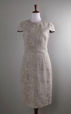 MICHAEL KORS COLLECTION $1870 Crosshatch Coated 100% Linen Sheath Dress Size 12