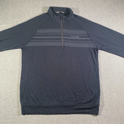 Travis Mathew Gulf Shores Golf 1/4 Zip Pullover Sweatshirt Mens M Black Rayon