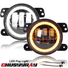 For Jeep Wrangler 2007-2018 Pair 4 Inch Round Led Fog Lights Driving Lamp