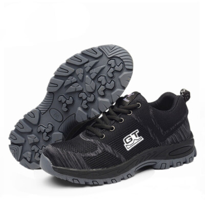 Men black Safety Work Shoes Steel Toe Boots Outdoor Sneakers 