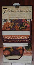 7 Pc Potholder~Kitchen Towel Set~Autumn Grapes~Fall Harvest~Thanksgiving~NEW!