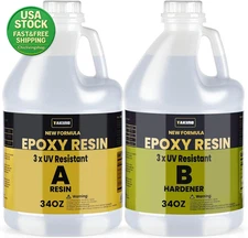Epoxy Resin Kit 68Oz Crystal Clear UV Resistant No Bubble Hardener DIY Art